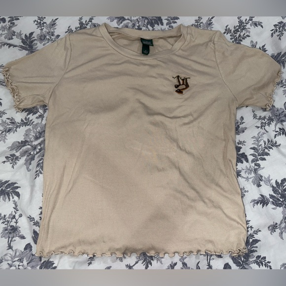 Tan Ribbed Cropped Top - Picture 1 of 4